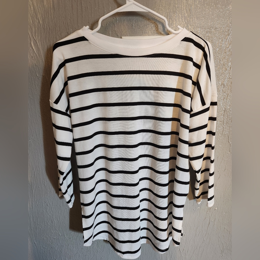 Just Be black and white striped long sleeved shirt size Medium